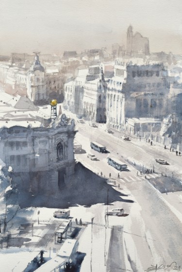 Malerei mit dem Titel "Madrid" von Goran Žigolić (watercolors), Original-Kunstwerk, Aquarell