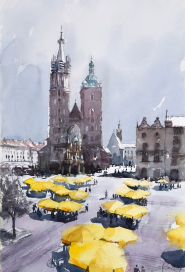 Ζωγραφική με τίτλο "Impression of Krakow" από Goran Žigolić (watercolors), Αυθεντικά έργα τέχνης, Ακουαρέλα