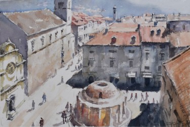 Peinture intitulée "Dubrovnik" par Goran Žigolić (watercolors), Œuvre d'art originale, Aquarelle