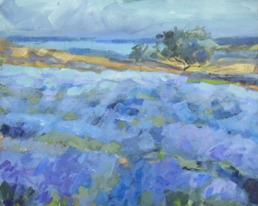 Painting titled "Lavender fields of…" by Goran Žigolić (watercolors), Original Artwork, Acrylic