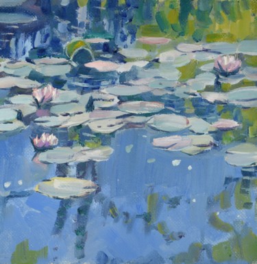 Painting titled "Water lilies 5" by Goran Žigolić (watercolors), Original Artwork, Oil