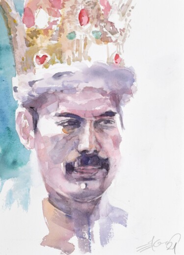 Painting titled "Queen Freddie" by Goran Žigolić (watercolors), Original Artwork, Watercolor