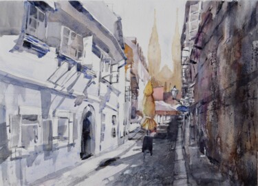 Malarstwo zatytułowany „Skalinska street (Z…” autorstwa Goran Žigolić (watercolors), Oryginalna praca, Akwarela