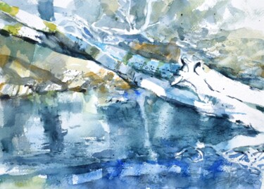Painting titled "FELLED TREES OVER T…" by Goran Žigolić (watercolors), Original Artwork, Watercolor