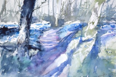 Картина под названием "Bluebell woods" - Goran Žigolić (watercolors), Подлинное произведение искусства, Акварель