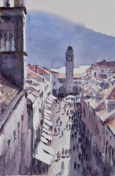 Peinture intitulée "Dubrovnik summer" par Goran Žigolić (watercolors), Œuvre d'art originale, Aquarelle