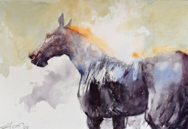 Pintura titulada "Horse steam 7" por Goran Žigolić (watercolors), Obra de arte original, Acuarela