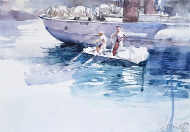 Malerei mit dem Titel "Fishermans" von Goran Žigolić (watercolors), Original-Kunstwerk, Aquarell