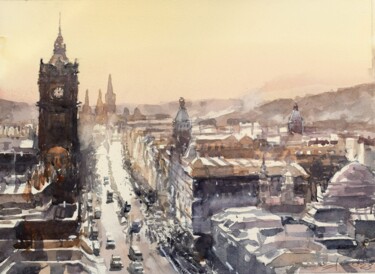 Malarstwo zatytułowany „Edinburgh” autorstwa Goran Žigolić (watercolors), Oryginalna praca, Akwarela