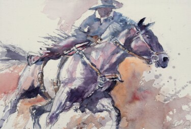 Peinture intitulée "Cowboys dream 2" par Goran Žigolić (watercolors), Œuvre d'art originale, Aquarelle