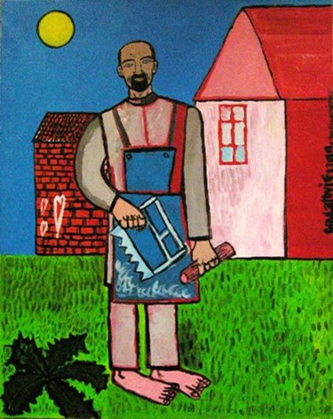 Peinture intitulée "Serbian Peasant" par Goran Bulatovic, Œuvre d'art originale