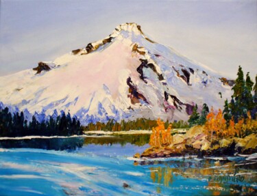 Картина под названием "Mount Hood Oregon" - Oksana Gordijko, Подлинное произведение искусства, Масло