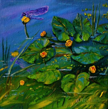 Schilderij getiteld "Water Lilies" door Oksana Gordijko, Origineel Kunstwerk, Olie