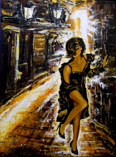Malerei mit dem Titel "Elegant Woman" von Oksana Gordijko, Original-Kunstwerk, Öl