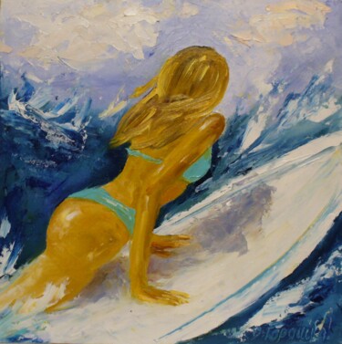 Peinture intitulée "Surfer Girl" par Oksana Gordijko, Œuvre d'art originale, Huile