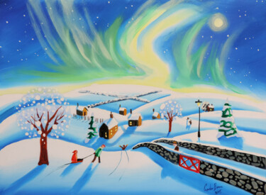 Painting titled "The Northern lights" by Gordon Bruce, Original Artwork, Oil