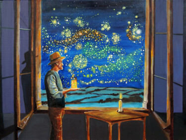 Pintura intitulada "Van Gogh & the star…" por Gordon Bruce, Obras de arte originais, Óleo
