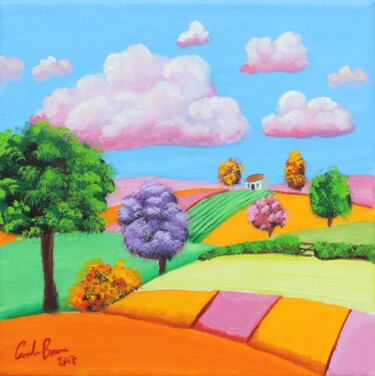 Картина под названием "Patchwork fields na…" - Gordon Bruce, Подлинное произведение искусства, Масло