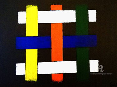 Painting titled "six strokes in harm…" by Gor Don(Gnie), Original Artwork, Acrylic Mounted on Wood Stretcher frame