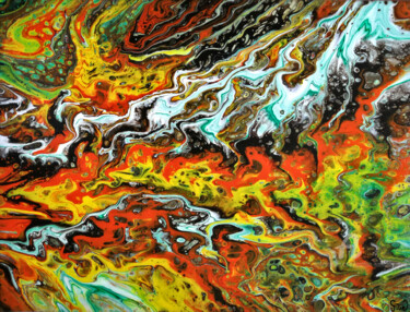 Картина под названием "flames on ice" - Gor Don(Gnie), Подлинное произведение искусства, Акрил Установлен на Деревянная рама…