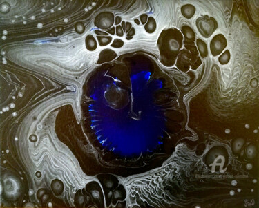Malerei mit dem Titel "blue gleam" von Gor Don(Gnie), Original-Kunstwerk, Acryl Auf Keilrahmen aus Holz montiert
