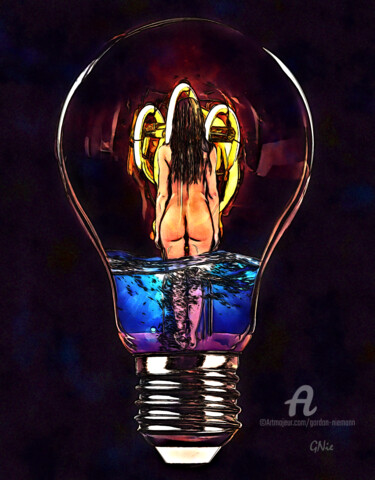 Digitale Kunst mit dem Titel "crazy enlightenment" von Gor Don(Gnie), Original-Kunstwerk, Fotomontage