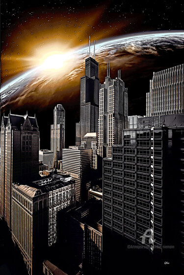 Arts numériques intitulée "distant earth" par Gor Don(Gnie), Œuvre d'art originale, Photo montage