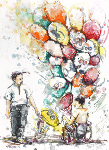 绘画 标题为“Balloons” 由Gordonartist1, 原创艺术品, 丙烯