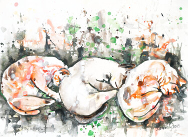Malerei mit dem Titel "3 Curled up" von Gordonartist1, Original-Kunstwerk, Acryl
