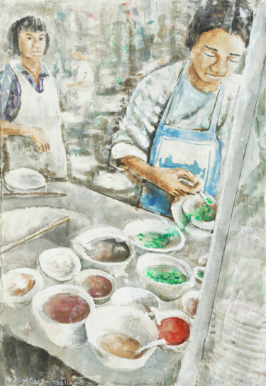 Painting titled "Making Soup – Thail…" by Gordonartist1, Original Artwork, Acrylic