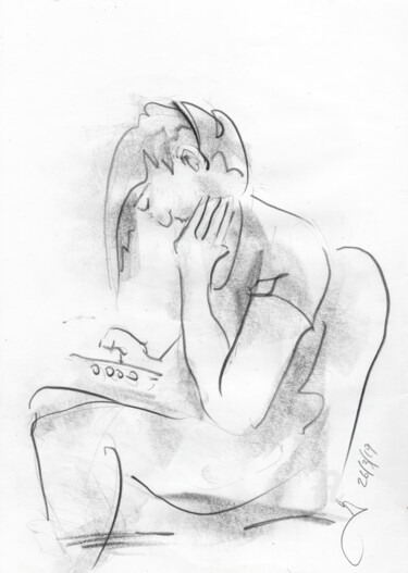 Σχέδιο με τίτλο "texting untitled" από Gordonartist1, Αυθεντικά έργα τέχνης, Γραφίτης