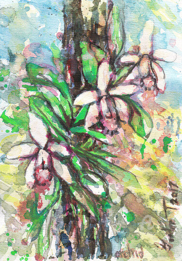 Картина под названием "Orchid" - Gordonartist1, Подлинное произведение искусства, Акрил