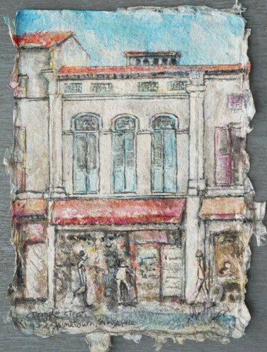 绘画 标题为“Temple street, Chin…” 由Gordonartist1, 原创艺术品, 丙烯