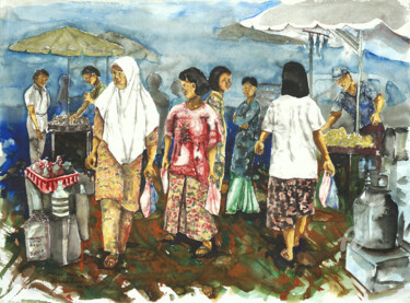 Картина под названием "Pasar Malam" - Gordonartist1, Подлинное произведение искусства, Акрил