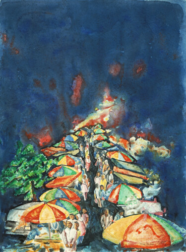 Картина под названием "Pasar Malam (night…" - Gordonartist1, Подлинное произведение искусства, Акрил