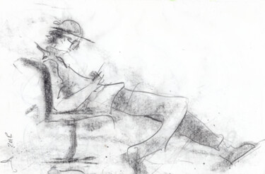 Dessin intitulée "Slouched, untitled" par Gordonartist1, Œuvre d'art originale, Graphite