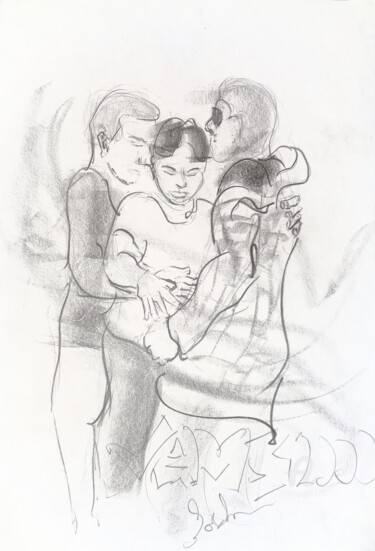 Disegno intitolato "3some dance, untitl…" da Gordonartist1, Opera d'arte originale, Grafite