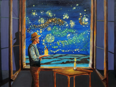 Painting titled "Van Gogh & the star…" by Gordon Bruce, Original Artwork, Oil