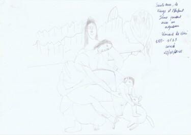 Dessin intitulée "Sainte Anne, la Vie…" par Goré Gbaka Goli, Œuvre d'art originale, Crayon