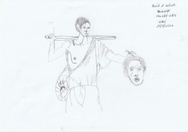 Dessin intitulée "David et Goliath" par Goré Gbaka Goli, Œuvre d'art originale, Crayon