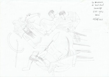 Disegno intitolato "La Conversion de Sa…" da Goré Gbaka Goli, Opera d'arte originale, Matita