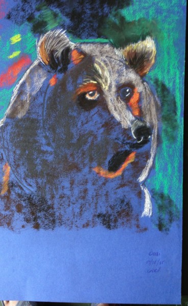 Peinture intitulée "ours.jpg" par Goré Gbaka Goli, Œuvre d'art originale, Pastel