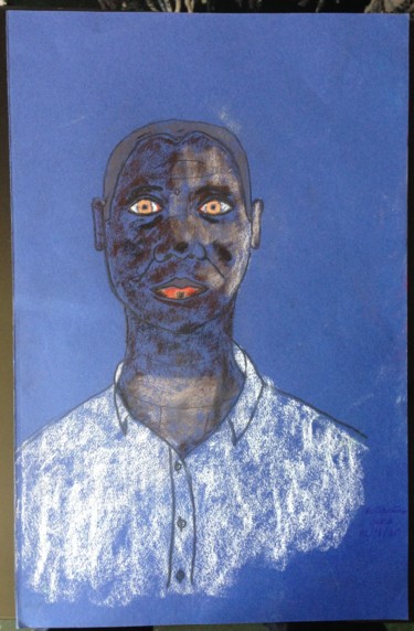 Pintura intitulada "autoportrait.jpg" por Goré Gbaka Goli, Obras de arte originais, Pastel