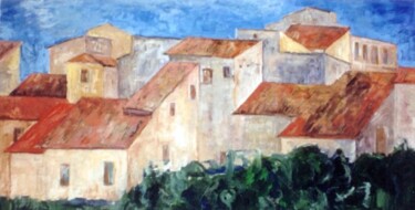 Pittura intitolato "tetti di Goriano Va…" da Bruno, Opera d'arte originale, Olio