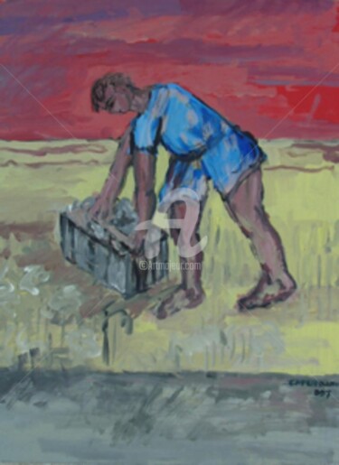 Pittura intitolato "lavoro in nero 80x1…" da Bruno, Opera d'arte originale, Olio