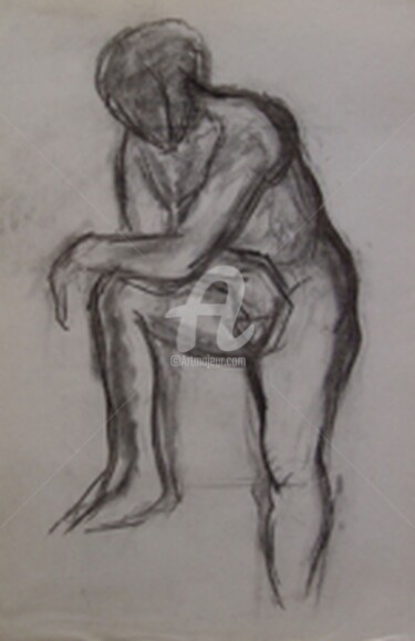 Drawing titled "sissy" by Bruno, Original Artwork, Charcoal