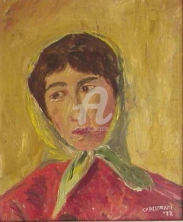 Pittura intitolato "donna con foulard" da Bruno, Opera d'arte originale, Olio