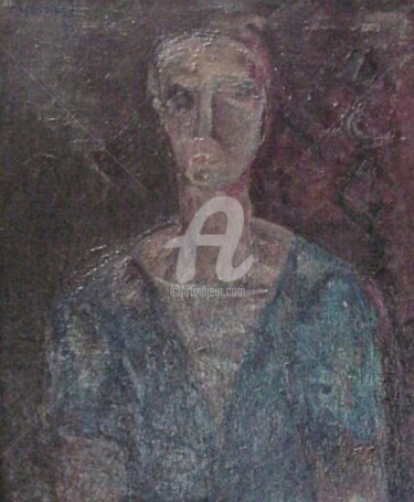 Painting titled "donna seria" by Bruno, Original Artwork, Oil