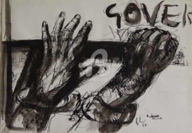 Drawing titled "uomini contro" by Bruno, Original Artwork