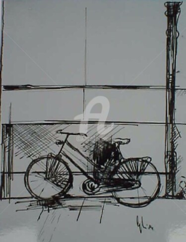 Dessin intitulée "la mia bicicletta" par Bruno, Œuvre d'art originale, Encre
